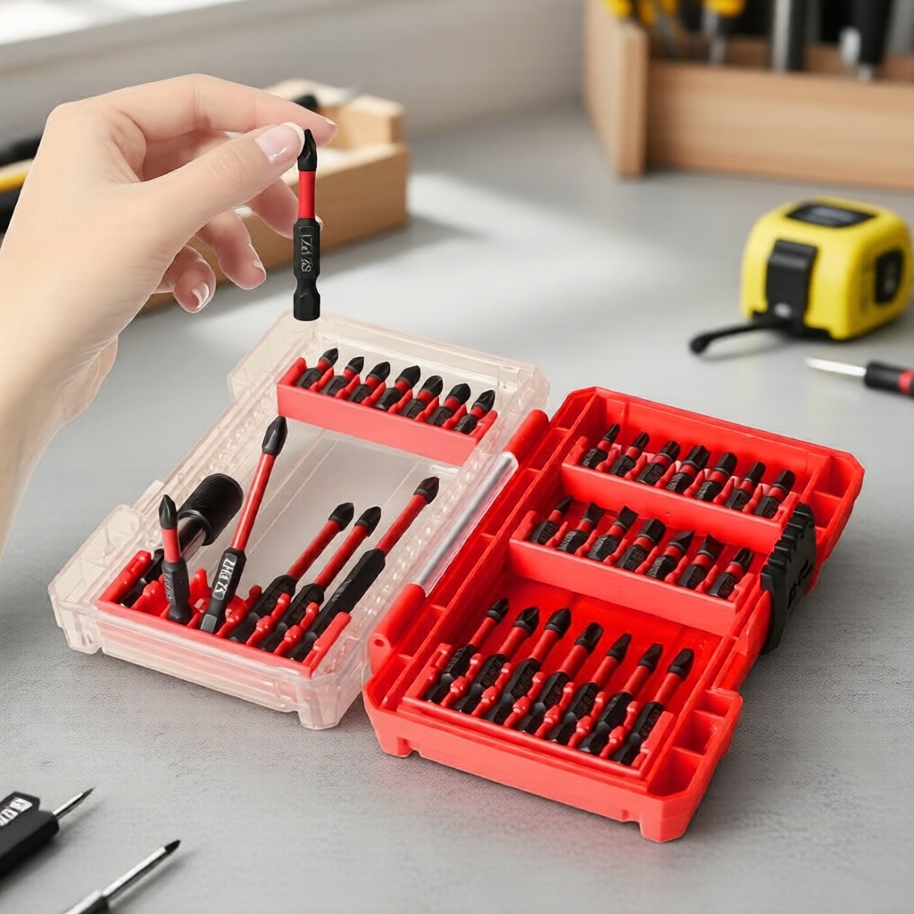 Conjunto de 35 peças de bits para parafusadeira de impacto S2 Steel, endurecidos antiderrapantes, inclui estojo de