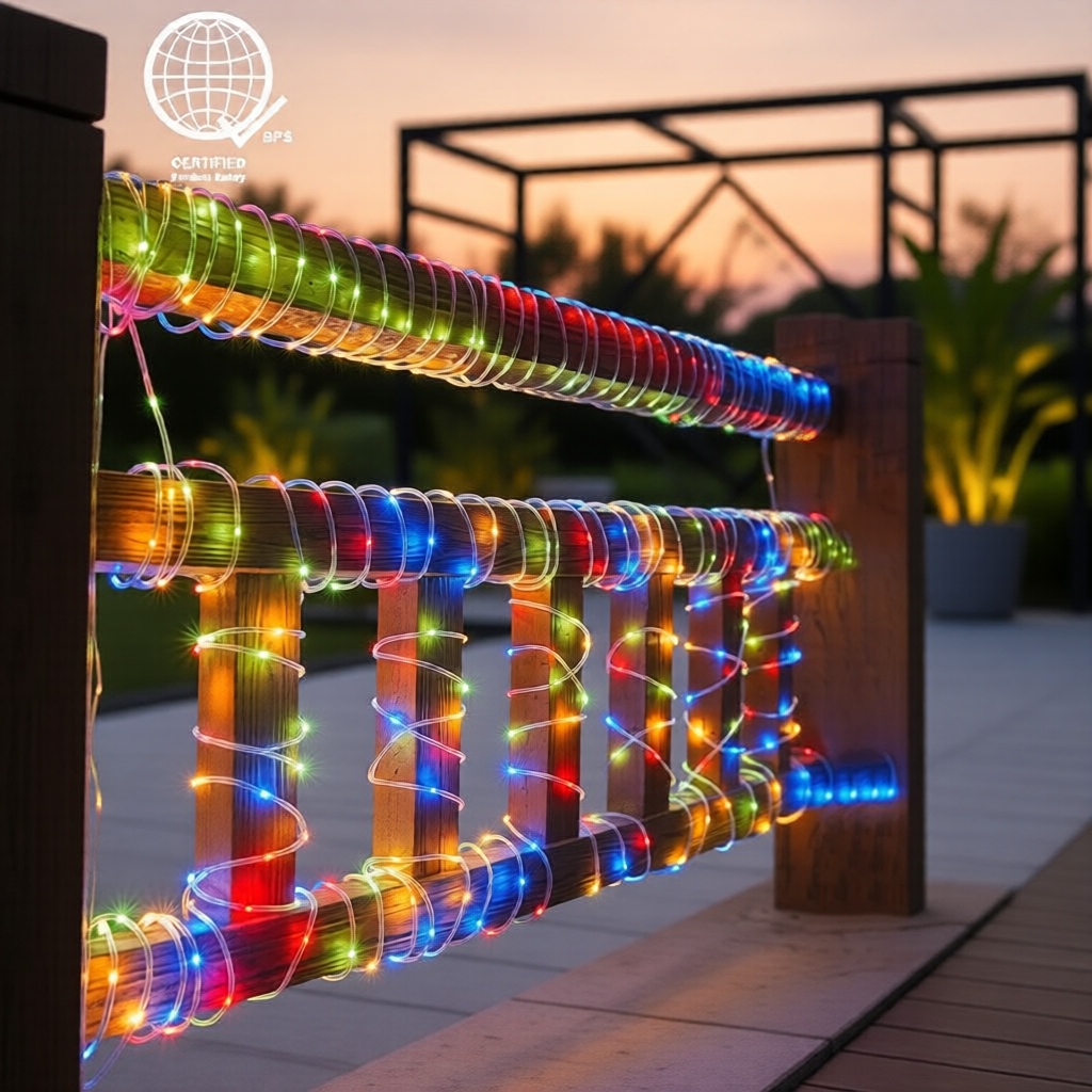 8 modos de luz, tubo PVC à prova d’água, lâmpada solar de fada neon, corda LED arco-íris para decoração natalina externa