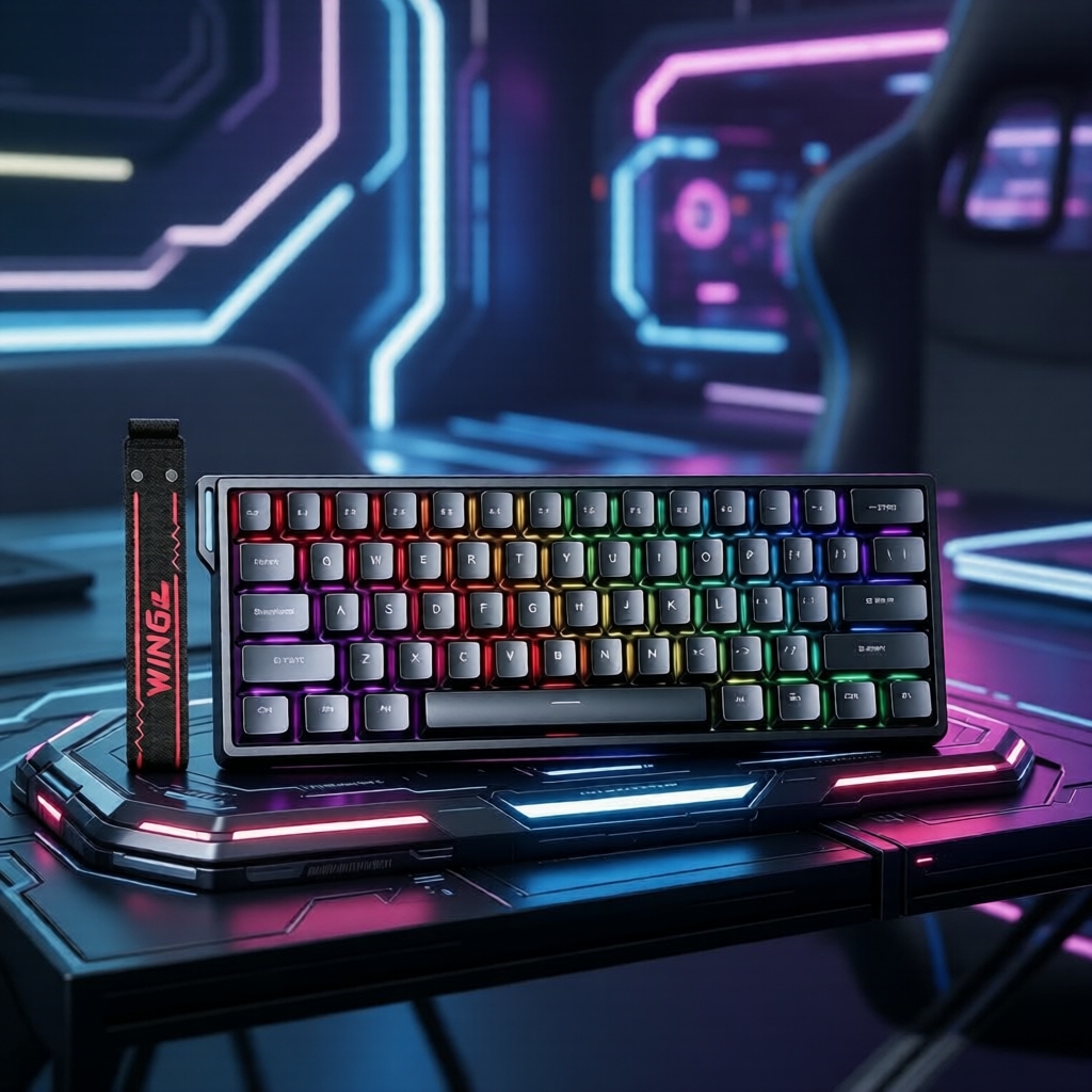 Teclado de Jogos Magnético AULA WIN60HE 60%, 8KHz de Polling, Gatilho Rápido, PBT Substituível a Quente, RGB, Mecânico