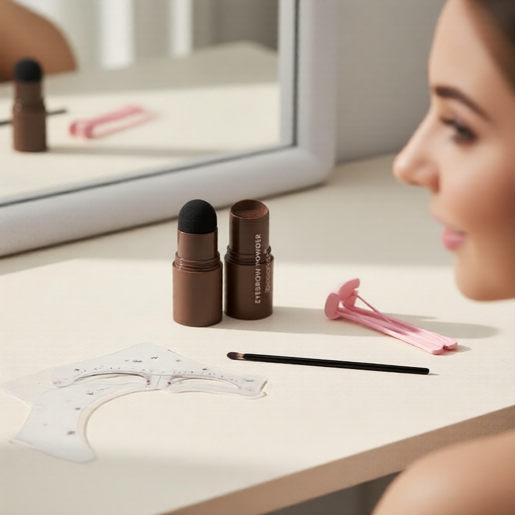 Kit para Sobrancelhas à Prova d'Água de Longa Duração Ibcccndc - Carimbo e Pó para Sobrancelhas Perfeitas