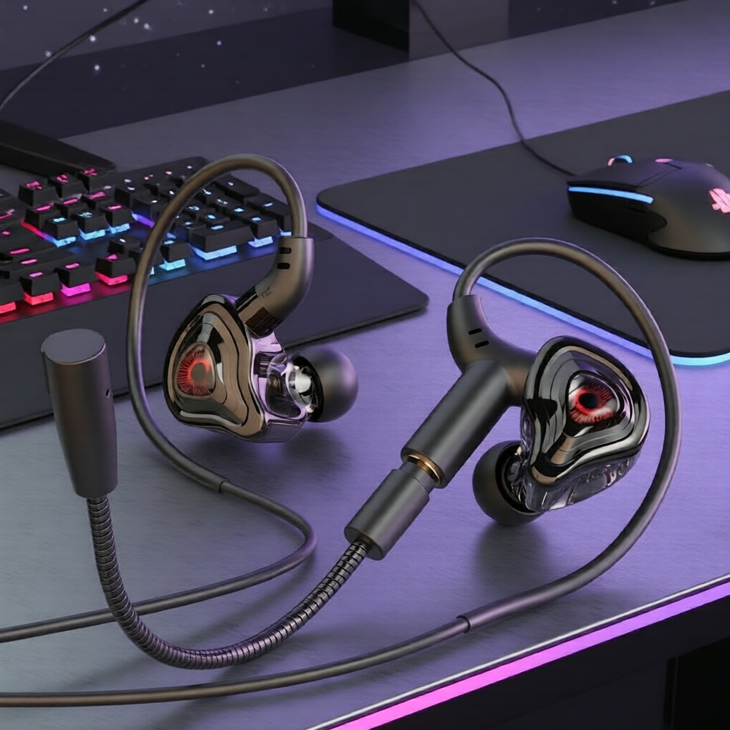 SPRISE G59 Fones de Ouvido Gamer com Fio, entrada 3,5 mm e USB-C Tipo C, Intra-Auriculares, Cancelamento de Ruído