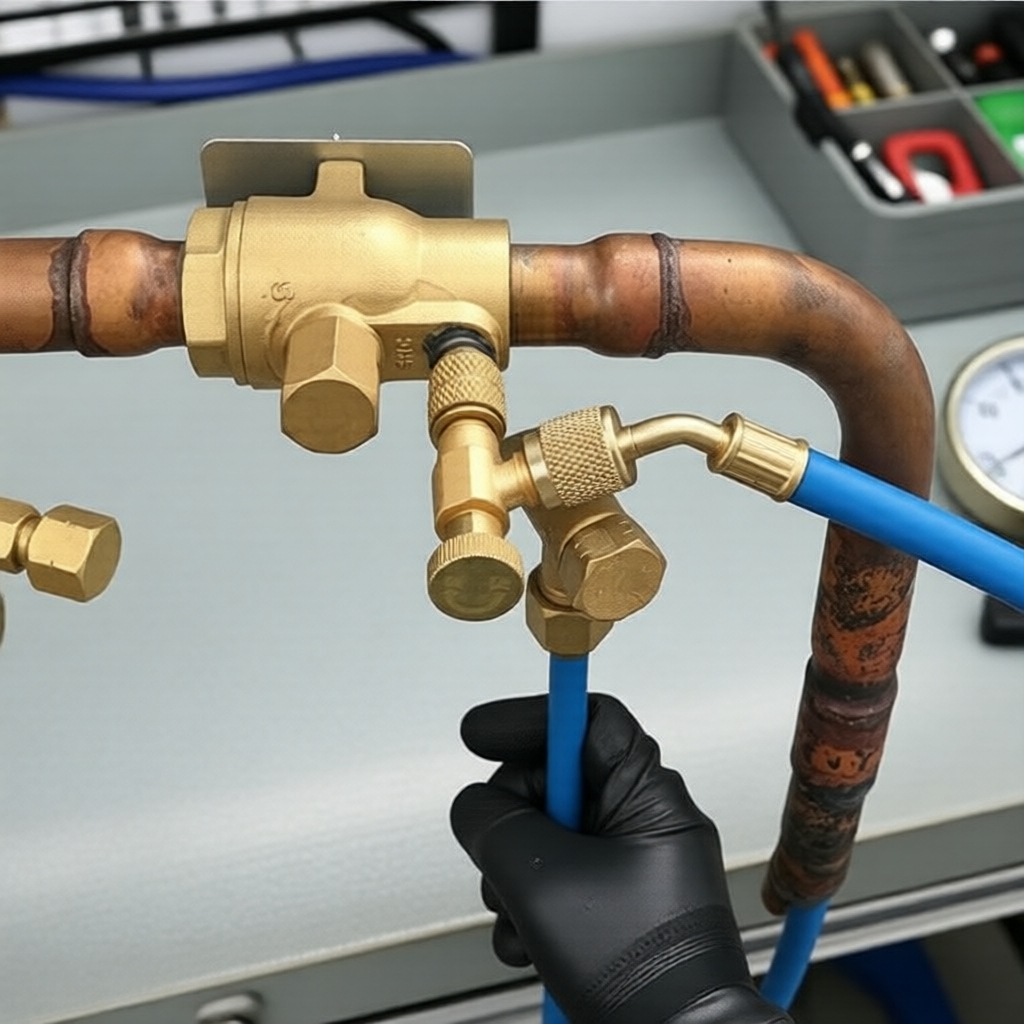 Válvula de Enchimento de Refrigerante para AC R22/R410 Adaptador de Segurança em Cobre