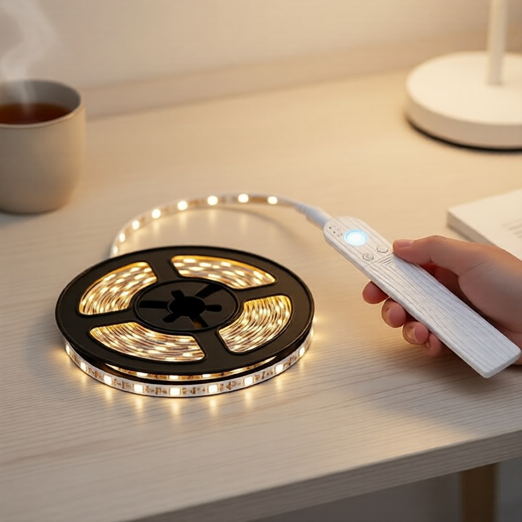 Fita de LED 2835 a Pilha com Sensor de Movimento PIR, 5V, para Iluminação Sob a Cama/Armário, 1m–3m