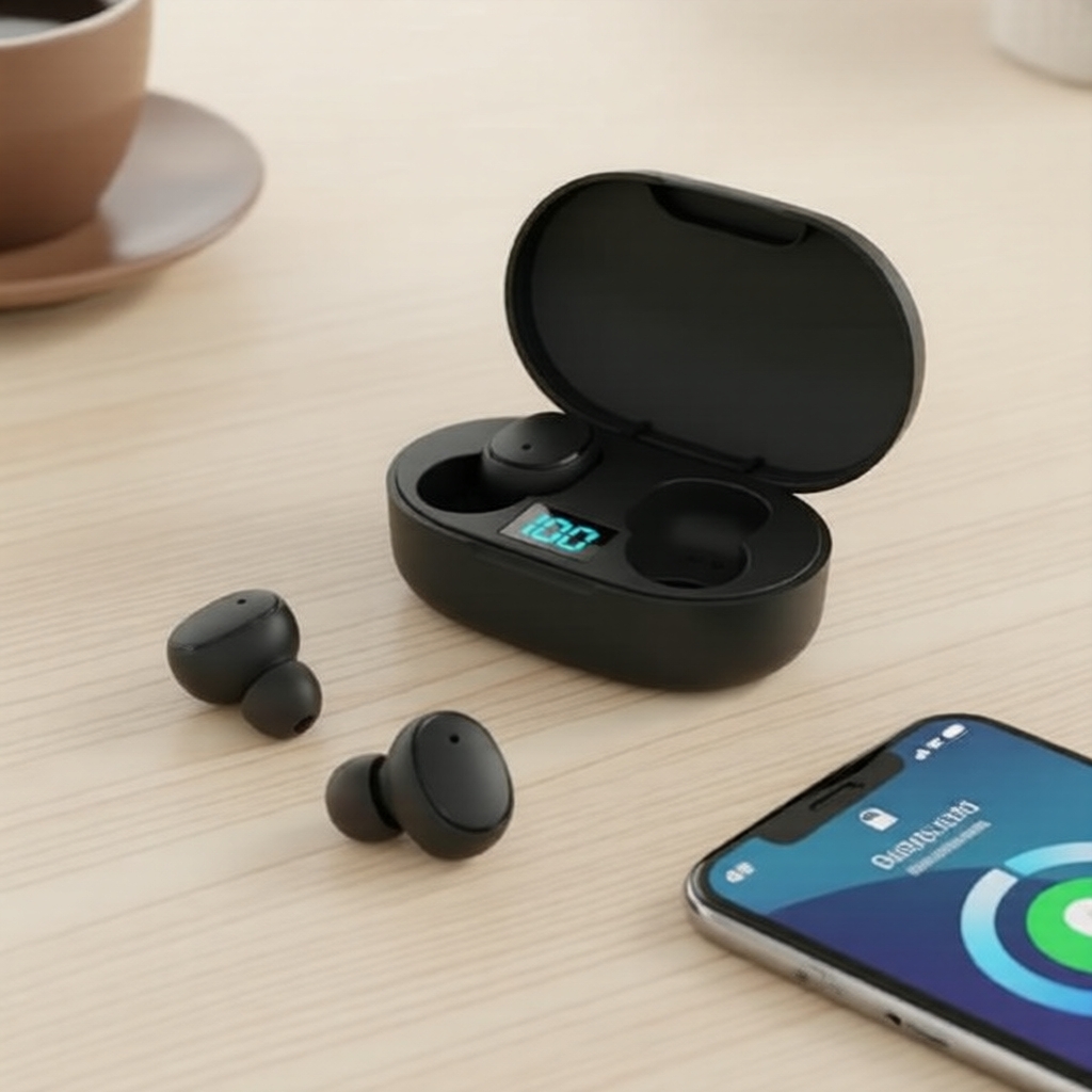 Fones de ouvido Bluetooth E6S TWS com display de bateria LED, som estéreo 9D, cancelamento de ruído, bateria de longa