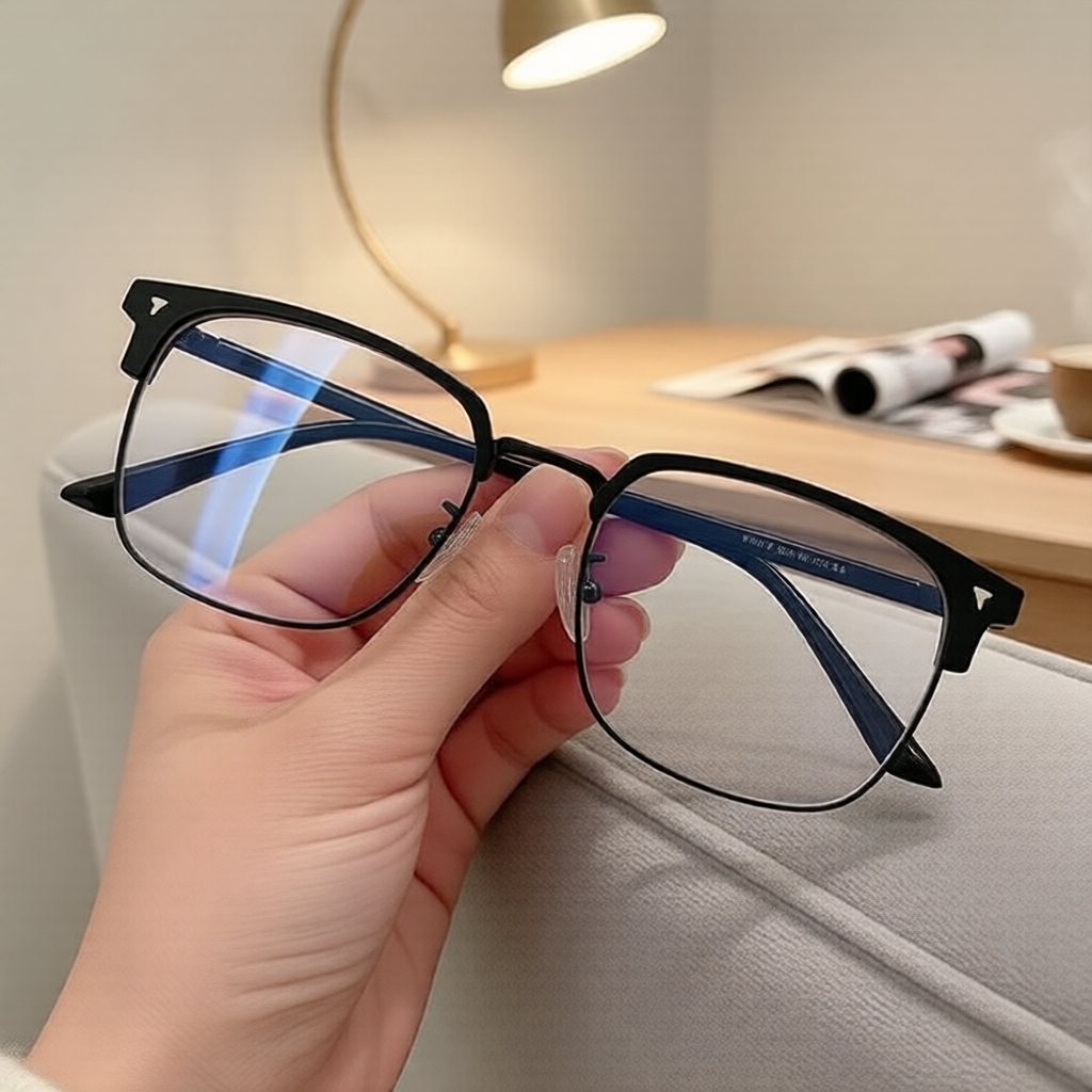 Óculos de Computador Fotocromático Retrô com Armação Metálica Quadrada, Bloqueio de Luz Azul UV400 Unissex