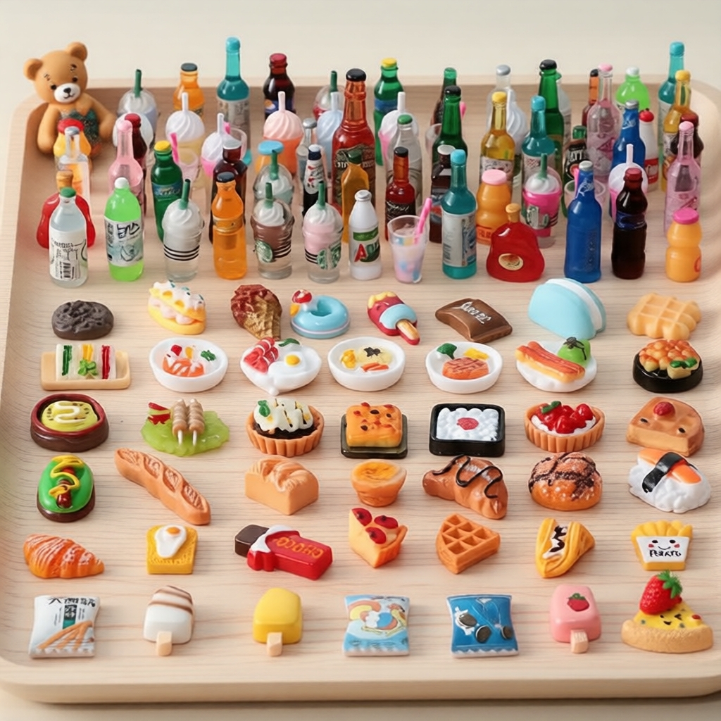 Acessórios de Cozinha para Casa de Bonecas Mini: Conjunto de Comida e Bebida em escala 1:12