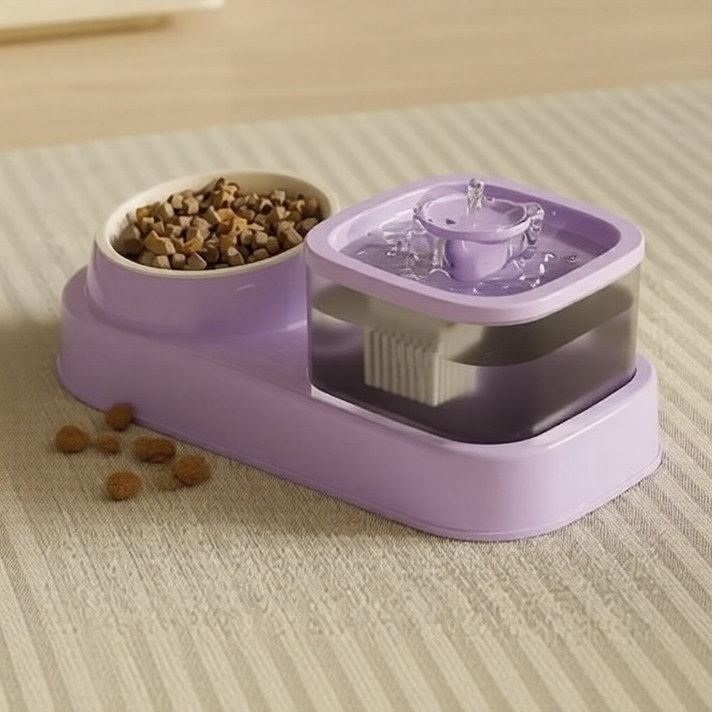 Fonte de água interna para pets com filtro, tigela removível e comedouro, para gatos e filhotes