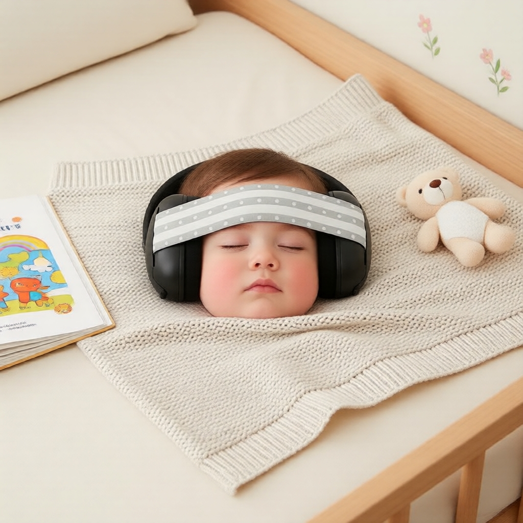 Protetores Auriculares 2 em 1 com Cancelamento de Ruído para Bebê, Faixa de Cabeça Conversível e Ajuste Padrão, Proteção