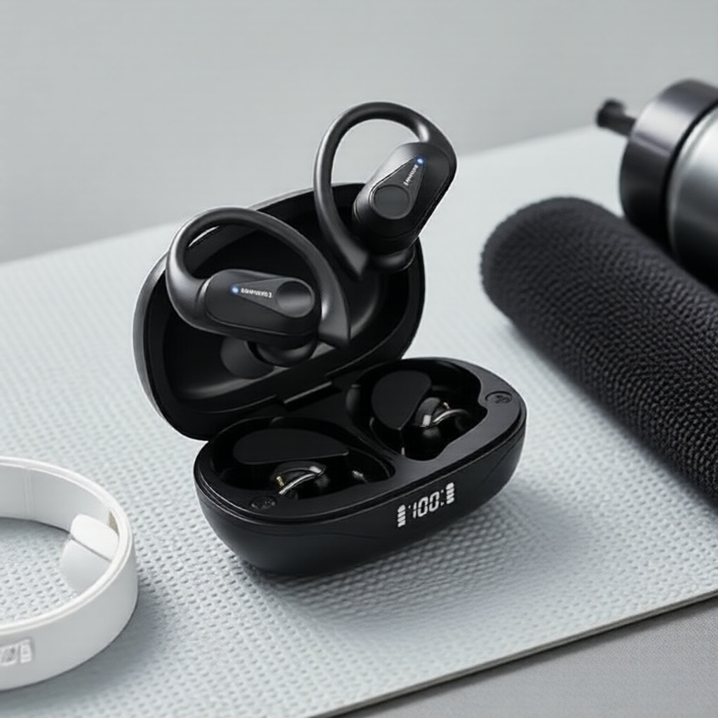 Fones de ouvido esportivos Lenovo LP75 Bluetooth 5.3, HiFi estéreo, visor LED de bateria, à prova d'água, ganchos