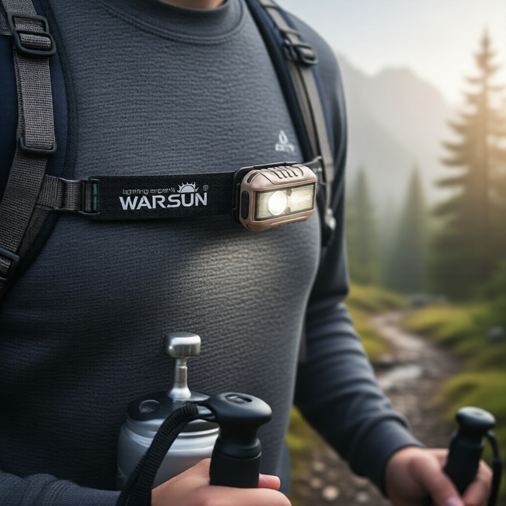 WARSUN TD01 Lanterna Frontal LED Sem as Mãos: Ativação por Movimento, Recarregável via USB, para Aventuras ao Ar Livre