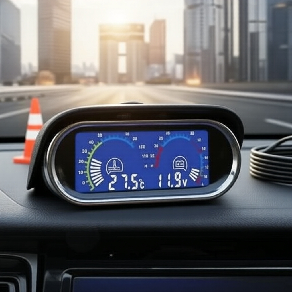 Medidor Digital Universal para Carro - Tela de painel horizontal, temperatura da água e voltímetro