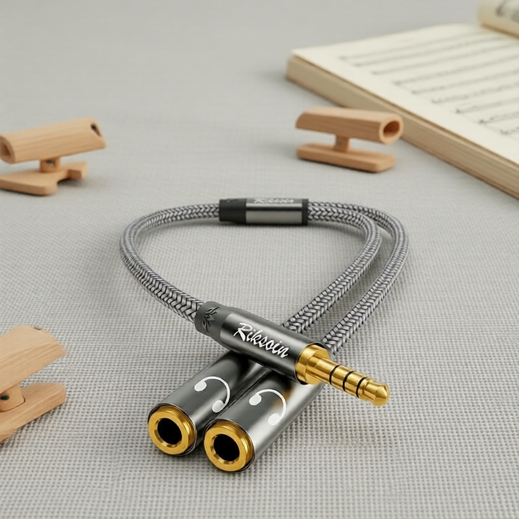 Cabo divisor de fone de ouvido estéreo TRRS de 3,5 mm Y para PC, compartilhamento de áudio de alto-falante, HIFI