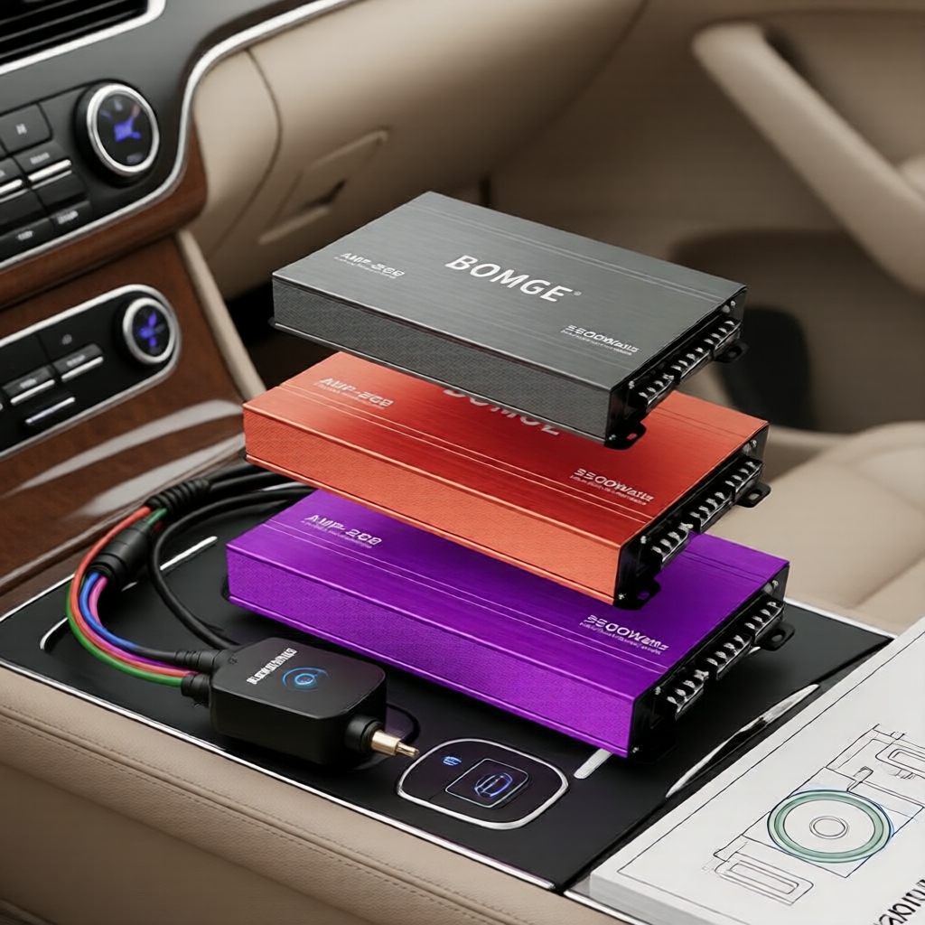 Amplificador BOMGE 4 Canais com Auto Falantes e Subwoofer