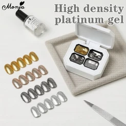 Esmalte em Gel Monja 4 Cores com Glitter Platina e Efeito Refletivo UV, Gel Híbrido Brilhante para Manicure DIY