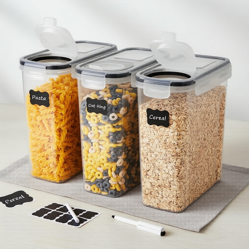 Conjunto de 4,5L de recipientes herméticos para armazenamento de alimentos, THELiFE – Organizador de arroz e geladeira