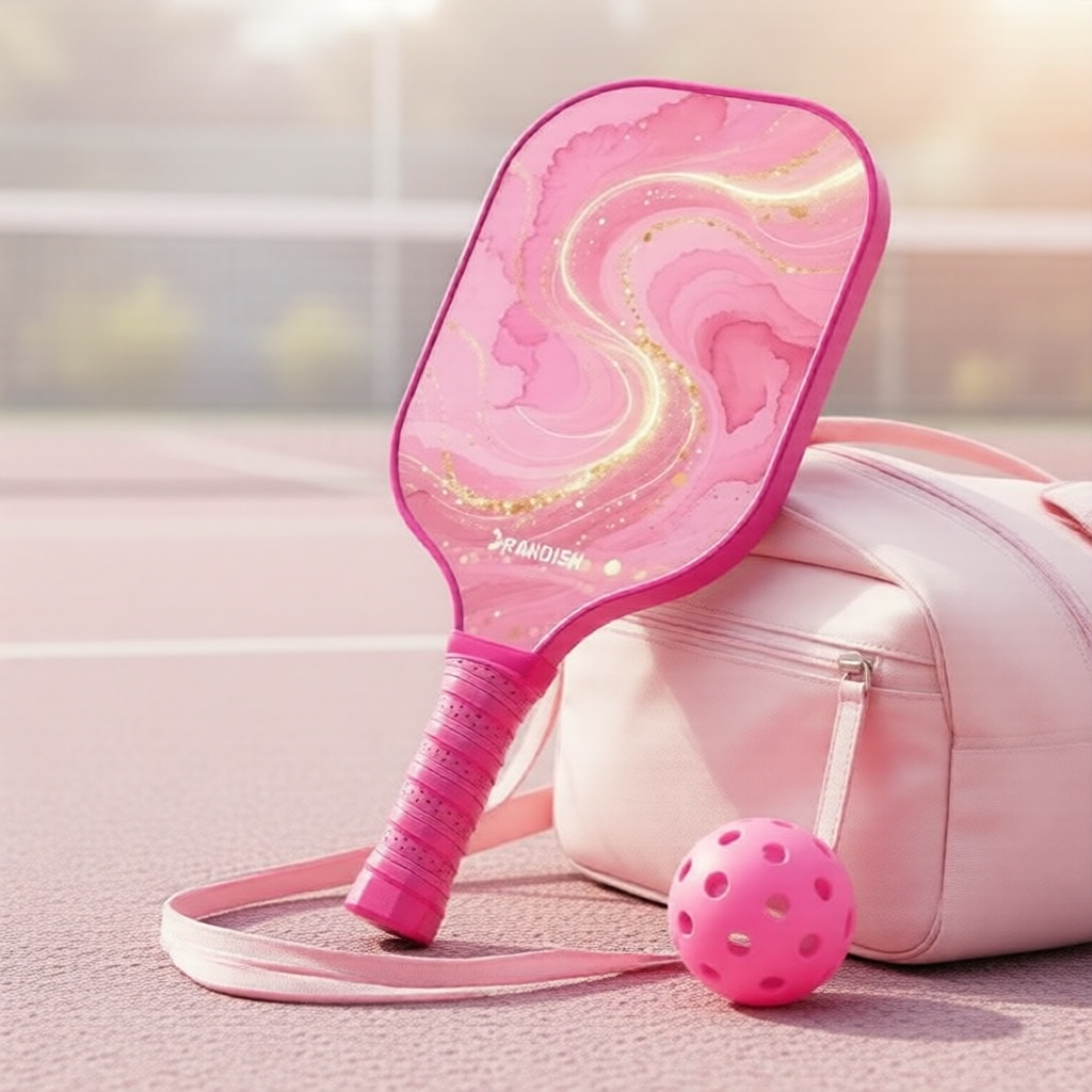 Raquete de Pickleball de Fibra de Vidro Rosa para Mulheres - Esporte e Lazer ao Ar Livre