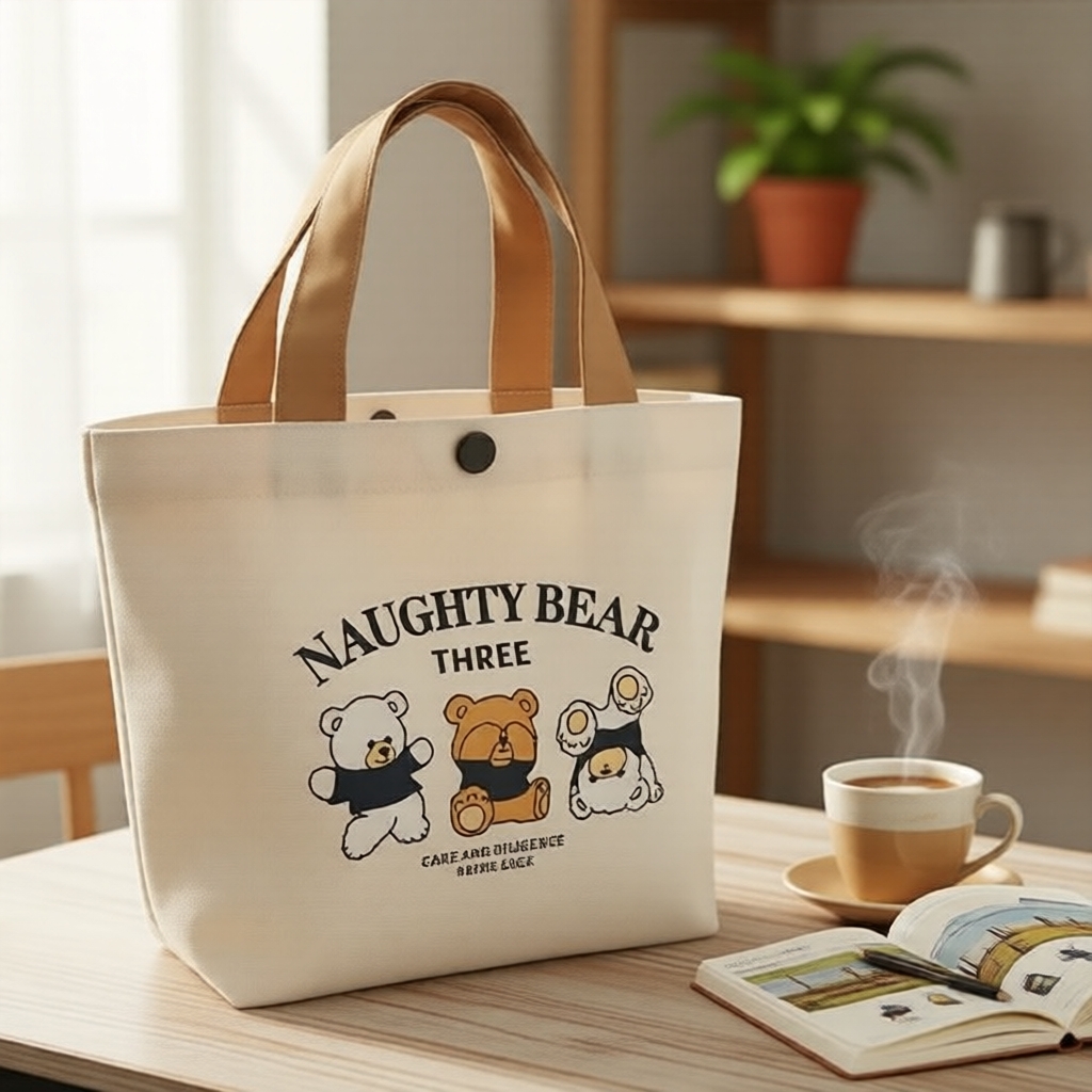 Bolsa de lona pequena versátil para mulheres e estudantes - Bolsa de mão simples para almoço e compras