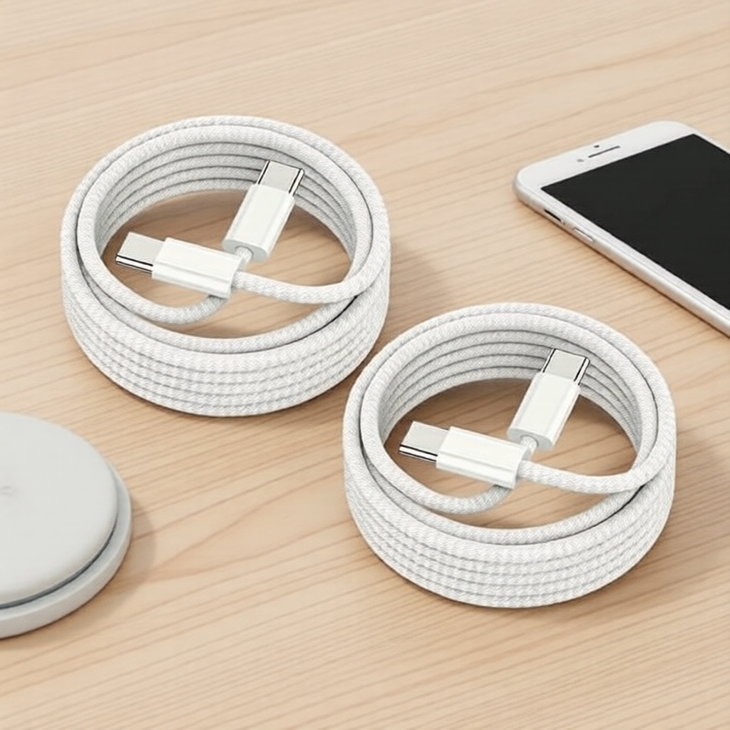Cabo de carregamento rápido USB-C durável de 60W para iPhone 15/16/17 Pro Max e outros smartphones Android, velocidade