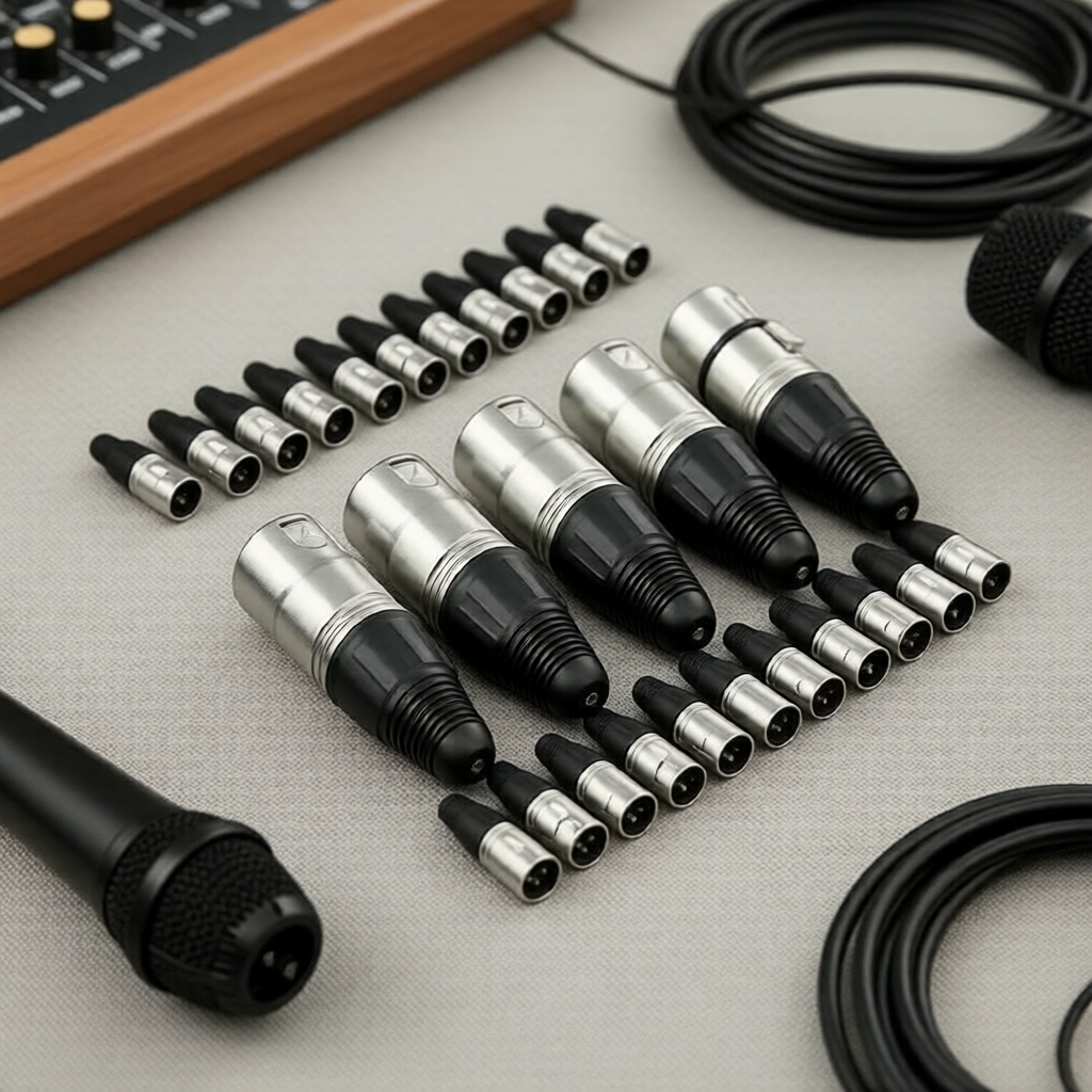 Conectores XLR de 3 Pinos para Cabos de Áudio, Kit de Plugue de Áudio Macho e Fêmea