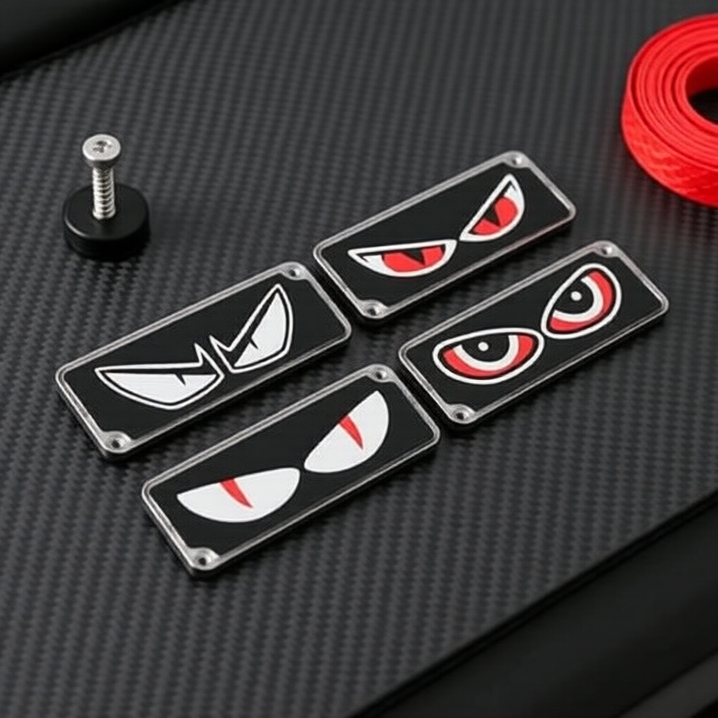 KEVANLY Olho do Diabo vermelho-azul estroboscópico LED de 12V-24V, universal para carro e moto