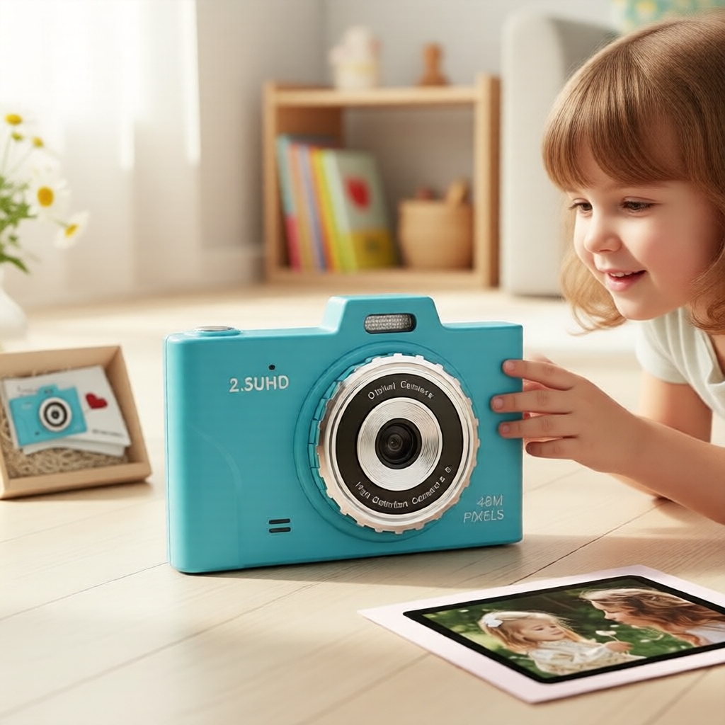 Câmera digital leve e compacta com configuração dupla de câmeras, tela de 2,8 polegadas, temporizador ajustável e zoom