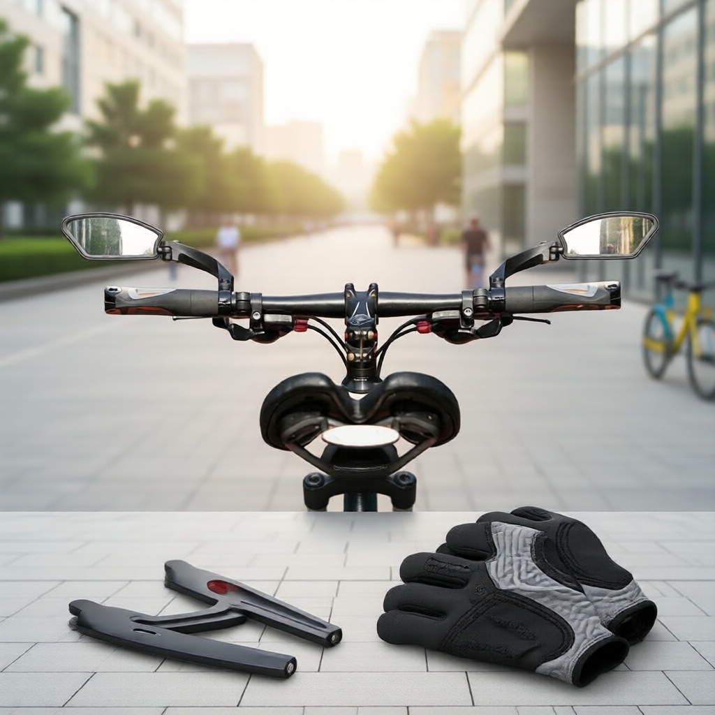 Espelho Retrovisor de Bicicleta, Suporte Universal Ajustável, Lente de Grande Ângulo