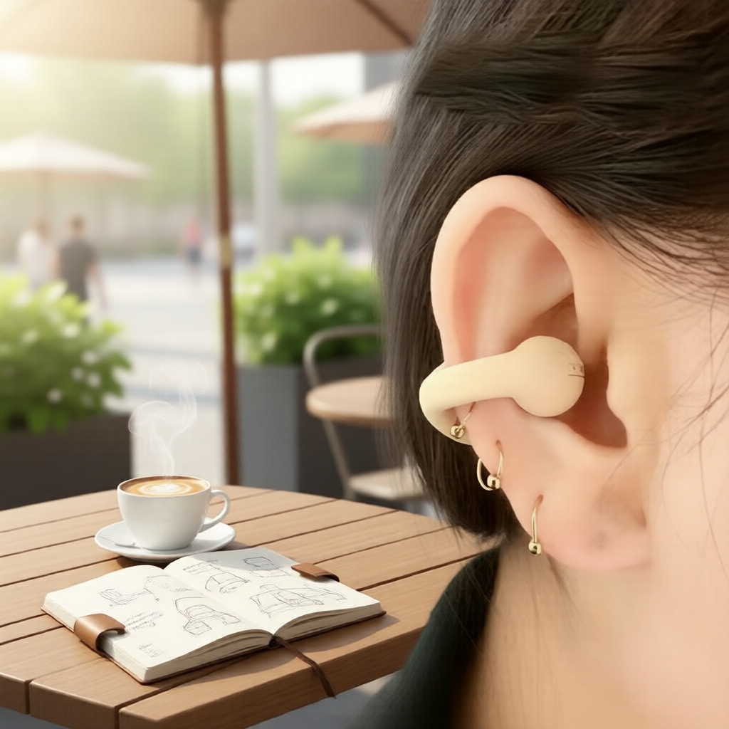 Y9 1+1 Fones de Ouvido Bluetooth 5.4 Sem Fio com Clipe Auricular, Condução Óssea, Controle Touch e Microfone, para