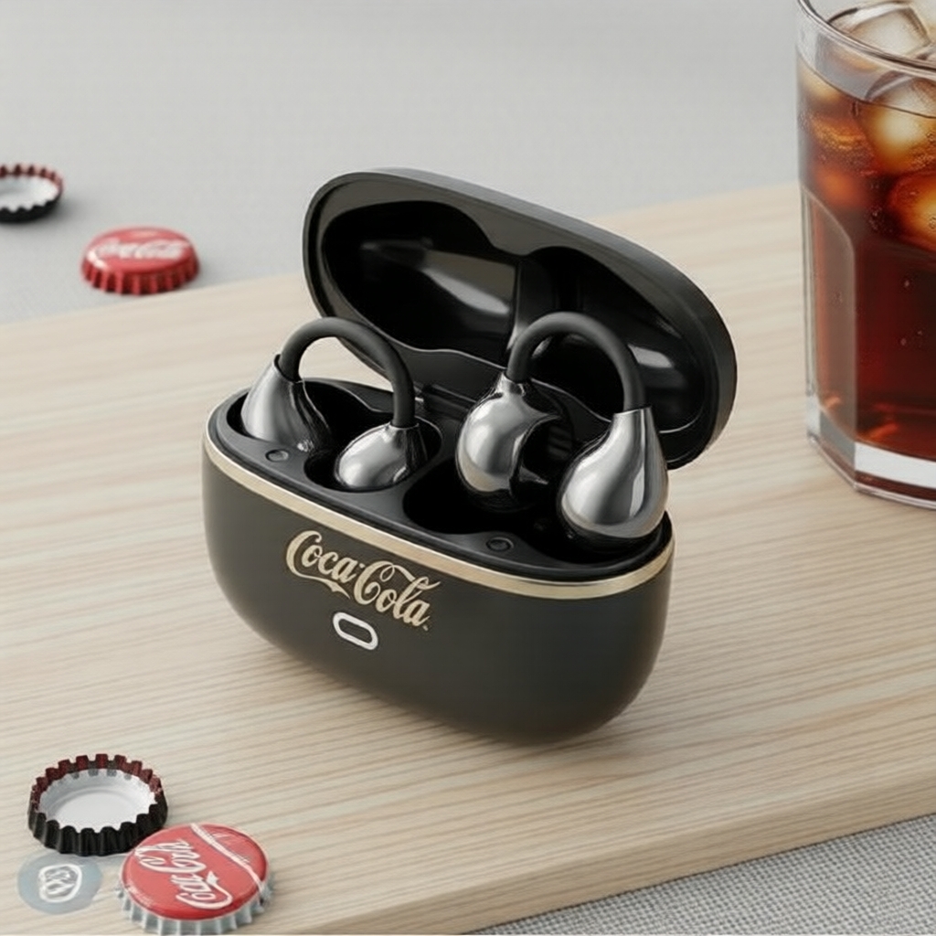 Fones de Ouvido Sem Fio Coca-Cola CX03 TWS, HiFi Estéreo, Bluetooth, Controle por Toque, Longa Duração & Cancelamento de