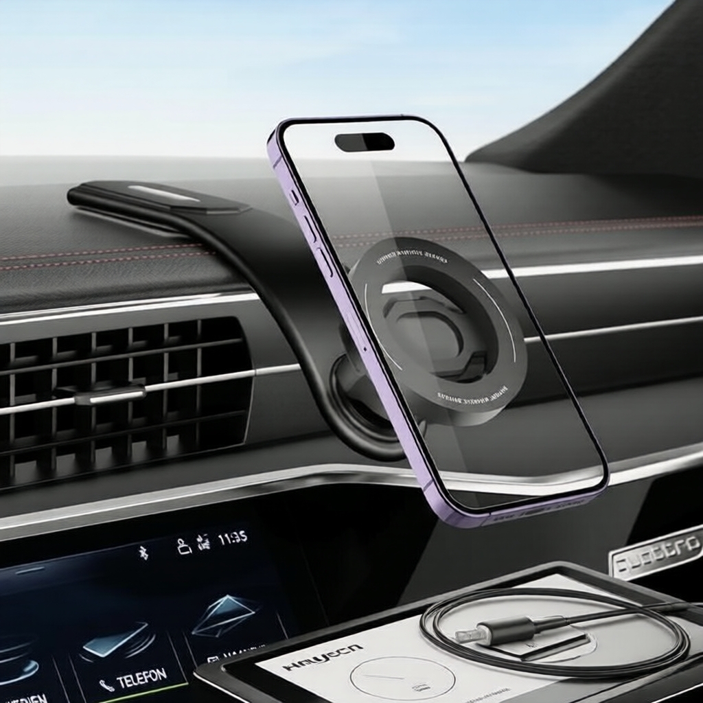 Suporte Magnético Forte para Carro Suporte Adesivo Universal Flexível de Braço Longo