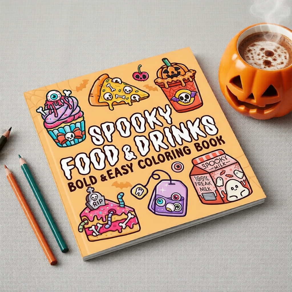 28 Folhas Livro de Colorir de Comida e Bebida para Adultos | Suprimentos de Desenho Perfeitos para Temporadas Festivas