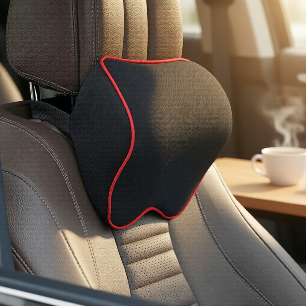 Almofada de Pescoço para Carro em Espuma de Memória – Apoio de Cabeça e Lombar Respirável para Conforto do Motorista