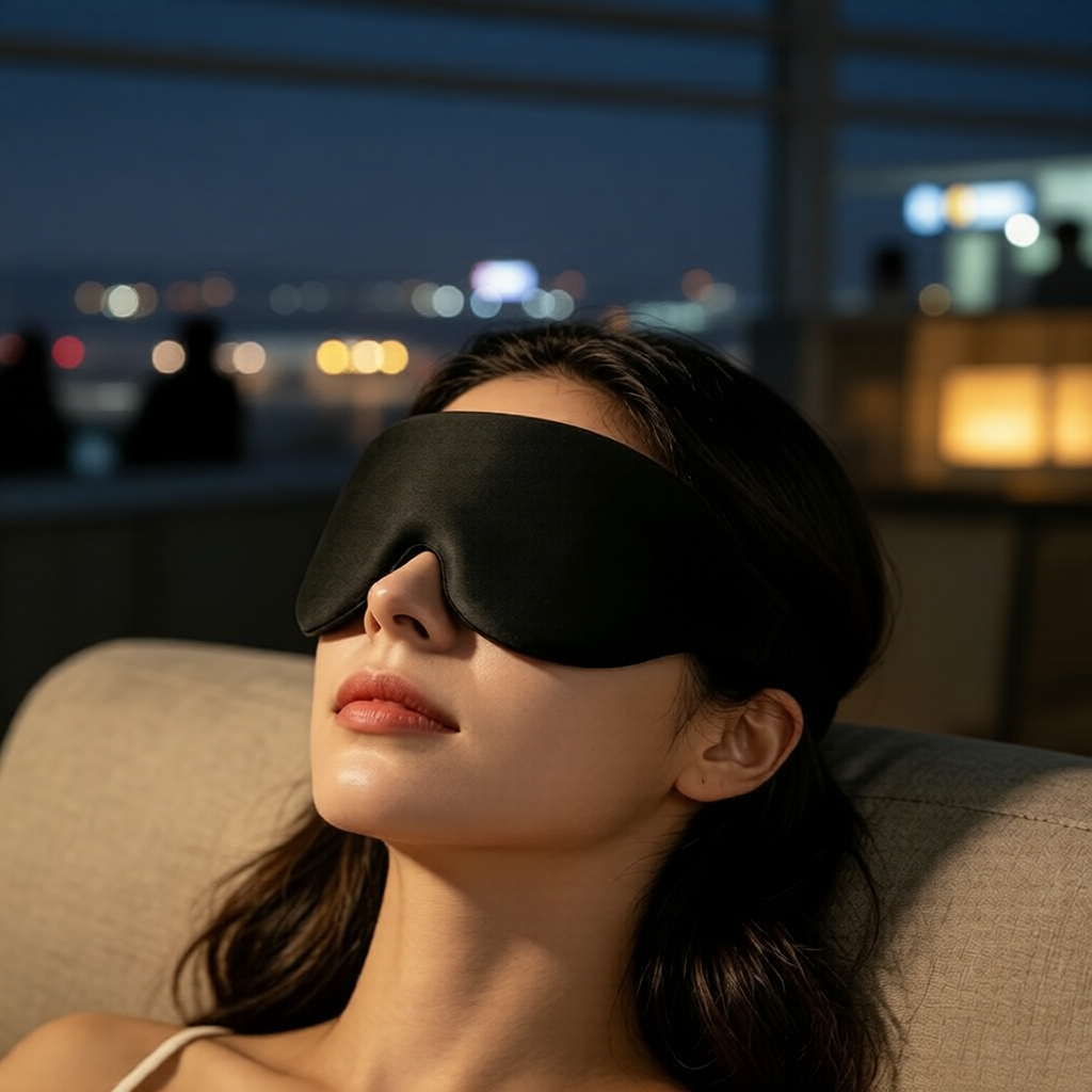 Máscara de dormir para viagens: ajuste flexível, sem pressão nos olhos, macia e com vedação total contra luz