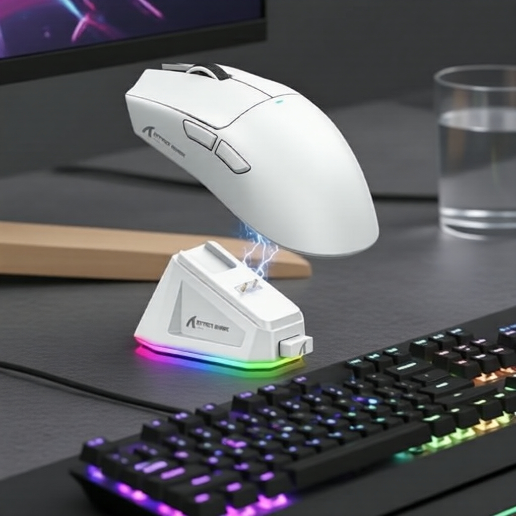 Mouse Gamer Leve X11 Tri Mode SHARK DE ATAQUE com PAW3311, 22000DPI 400IPS 40G 1KHz taxa de retorno iluminação RGB e