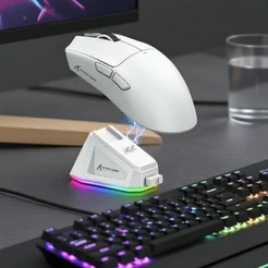 Mouse Gamer Leve X11 Tri Mode SHARK DE ATAQUE com PAW3311, 22000DPI 400IPS 40G 1KHz taxa de retorno iluminação RGB e