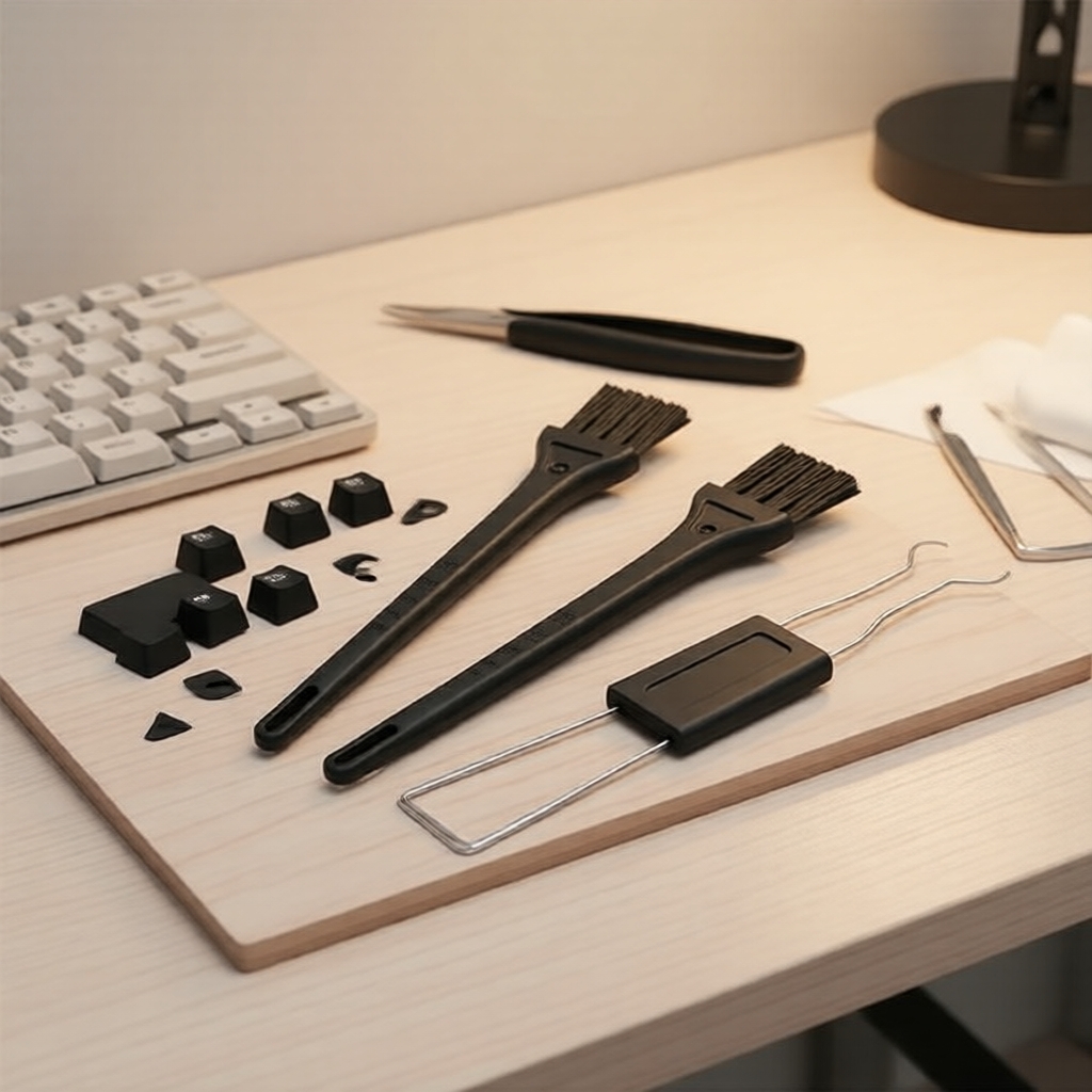 Removedor de teclas para teclado mecânico com 2 pincéis – kit de limpeza 3 em 1