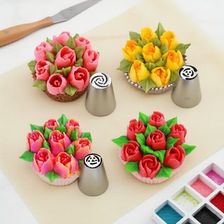 Bicos de Confeitar Tulipa Russa 4/7 peças, Bicos de Aço Inoxidável para Bolos e Sacos de Confeitar - Ferramentas para