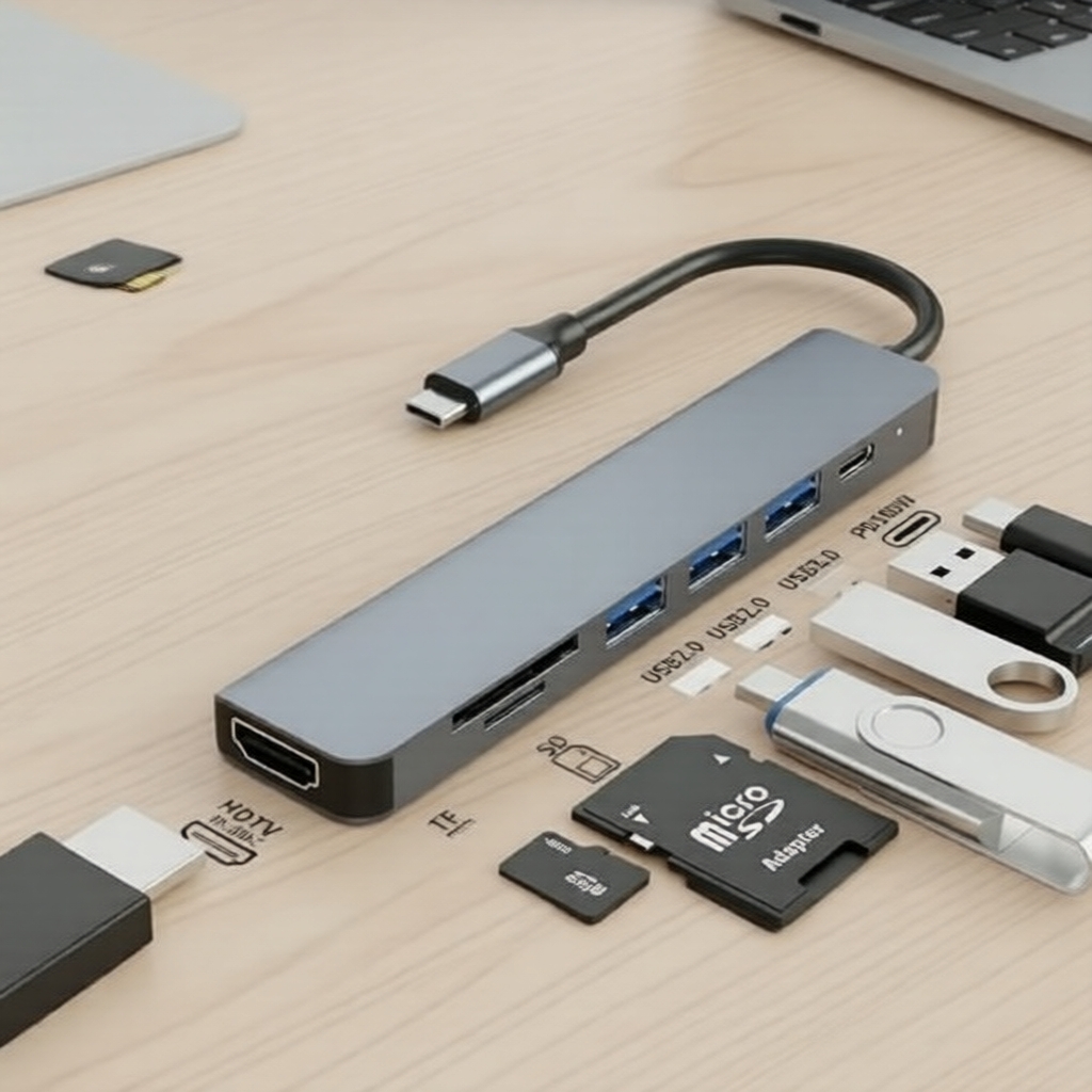 7 em 1 Hub USB 3.0 Tipo C com 4K HDMI e Estação de Acoplamento de Carregamento de 100W PD