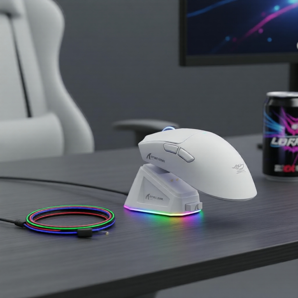 Mouse Gamer ATTACK SHARK X11 com Base de Carregamento Magnético, sensor PixArt PAW3311, compatível com Bluetooth/2,4G