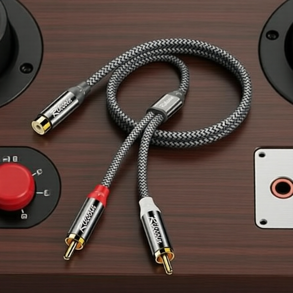 Cabo Divisor RCA Fêmea para 2 Machos, Estéreo, para Som Automotivo e Home Theater