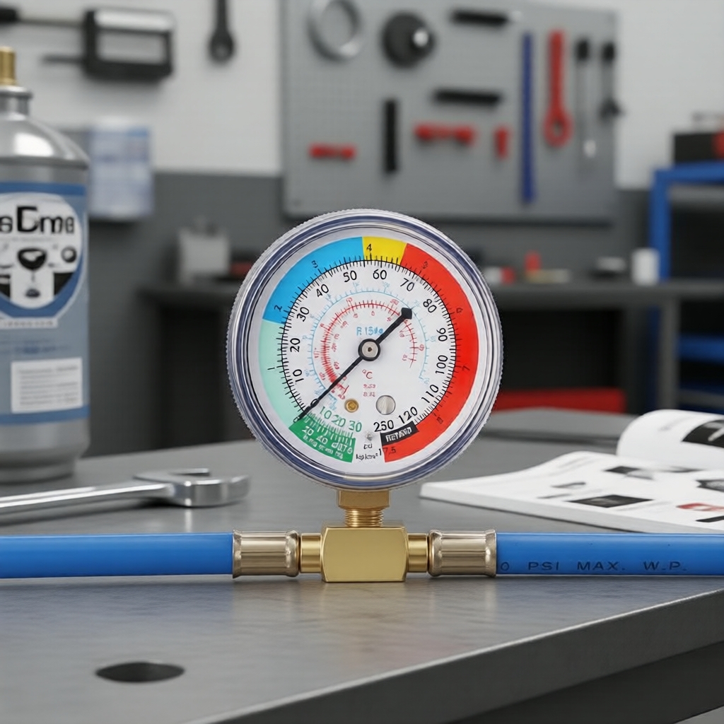 Kit de Mangueira de Recarga A/C Automotiva R134a, Inclui Manômetro e Tubo de Carga