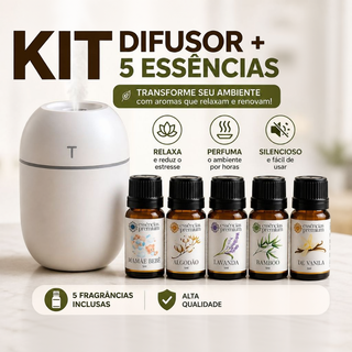 Kit Mini Umidificador Difusor Aromatizador Ambiente Egg com Essências | 1 Umidificador + 5 Essências