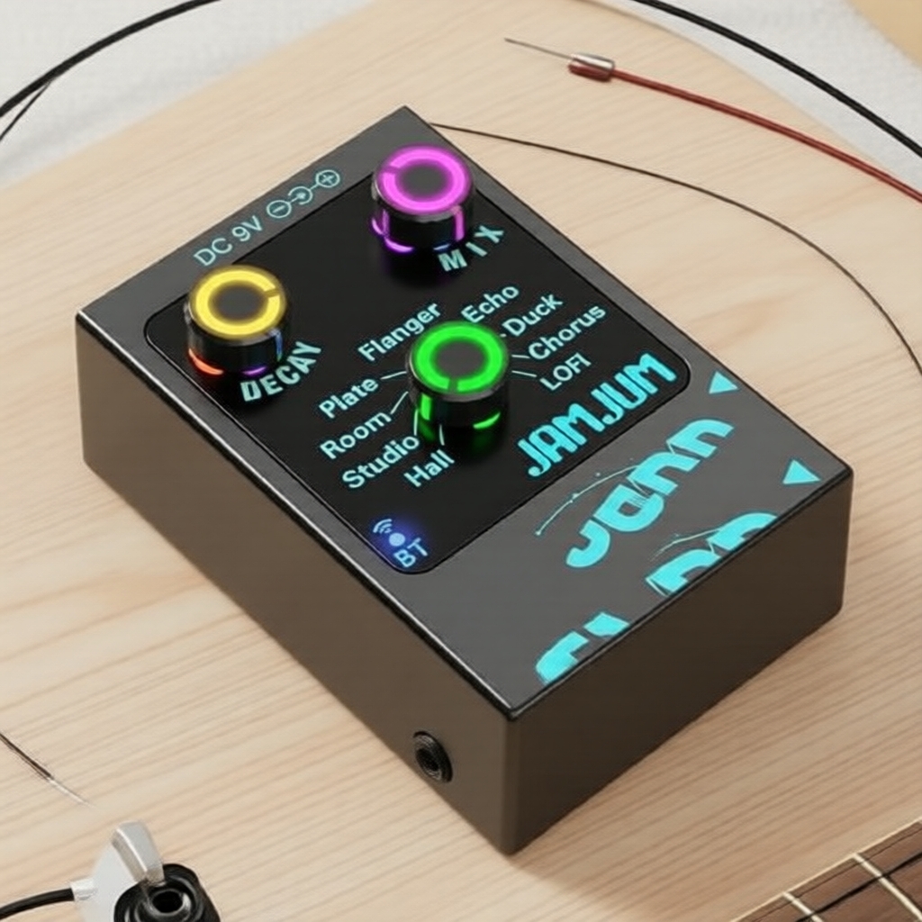 Caixa de Efeitos de Reverb para Instrumentos de Corda JAMJUM, Alimentada por USB, Grande Interruptor de Pé