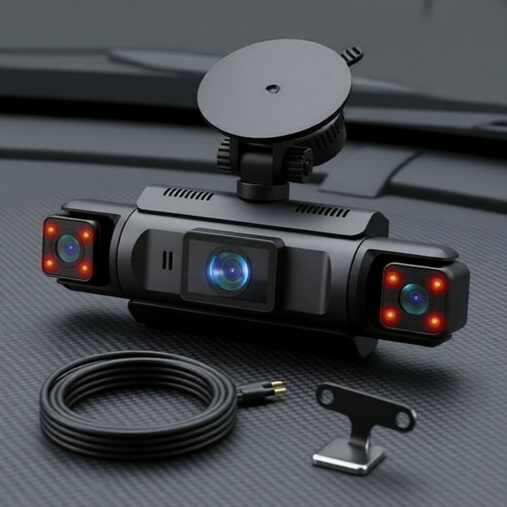 Câmera Veicular 4 Lentes 1080P WiFi Gravação Frontal/Lateral/Traseira DVR Loop