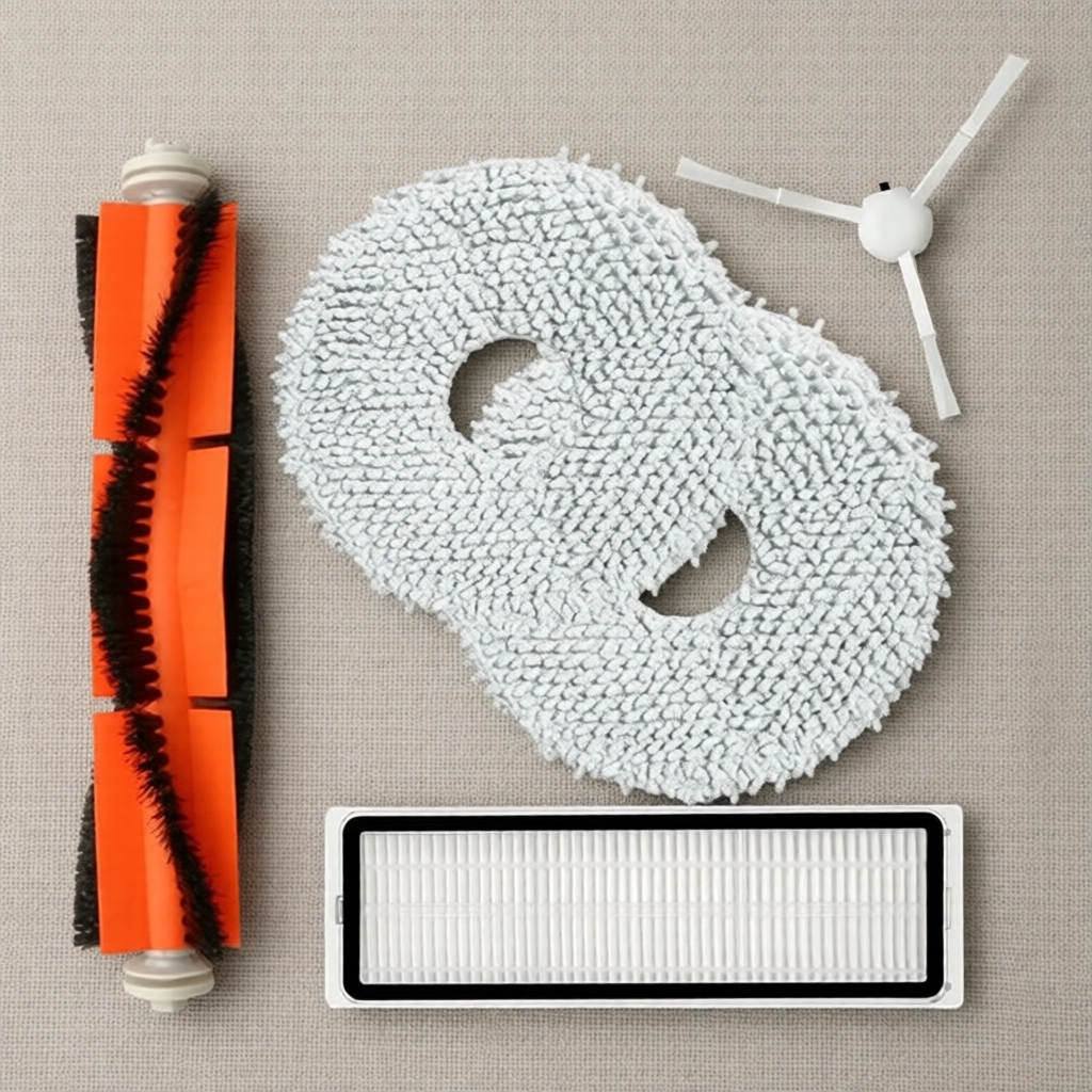 Kit de Reposição para Xiaomi S10+ Robô Aspirador: Escova Principal, Escovas Laterais, Filtro HEPA e Panos de Mop