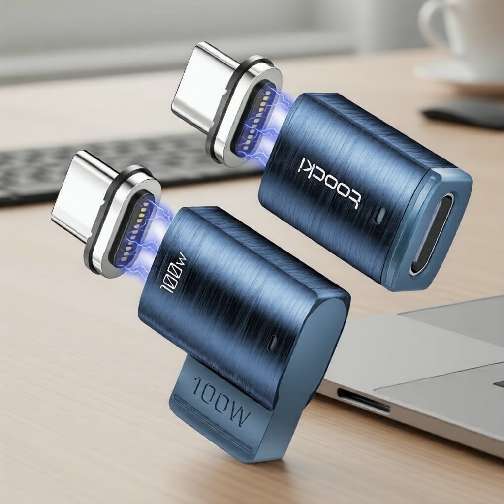  Toocki 100W Cotovelo Magnético Tipo C para Tipo C Conversor OTG Adaptador USB-C para USB-C Carregamento Rápido