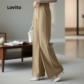 Lovito Calça Feminina Khaki Clara Elegante e Confortável para Primavera/Verão L172ED153 em Oferta na Shopee
