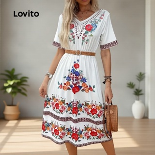 (NEW) Lovito  Vestido Boho para Primavera/verão para Mulheres. LBL32448 em Oferta na Shopee