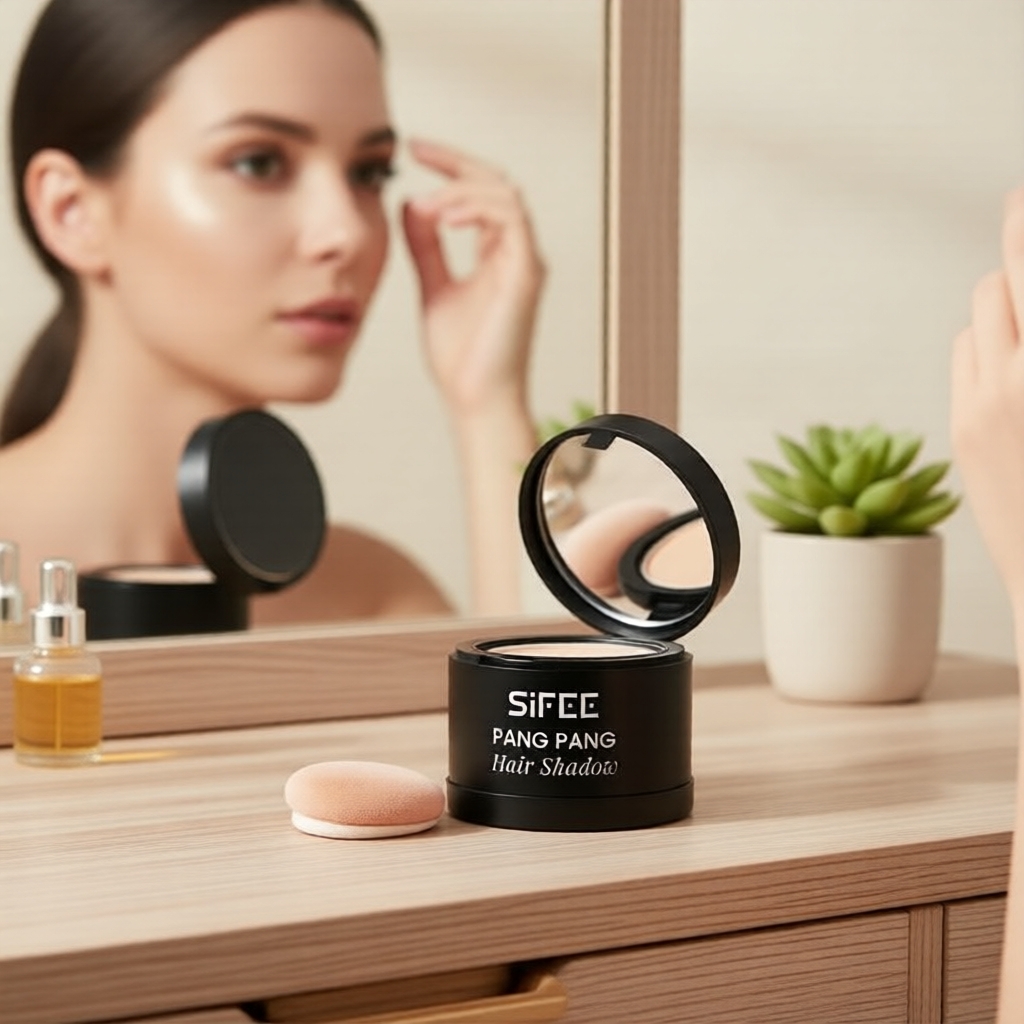  Pó Camuflador de Linha Capilar 4g Castanho Claro - Cria Instantaneamente Aparência de Cabelo Mais Denso, Efeito de