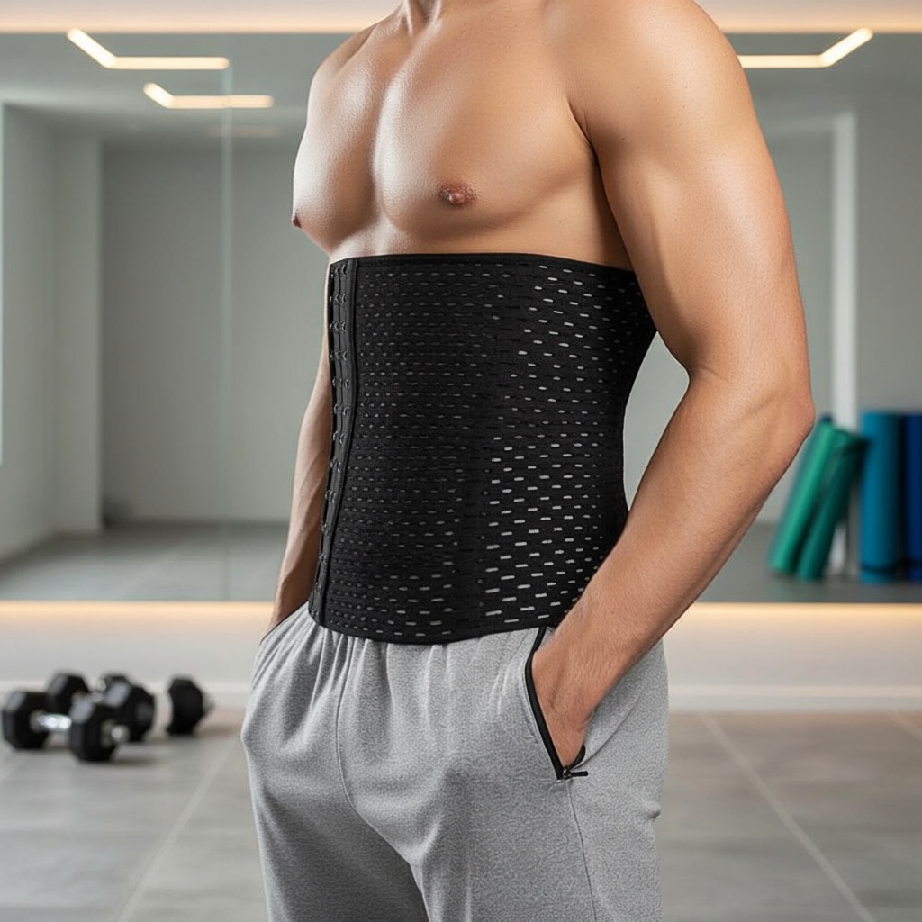 Cinto Modelador Masculino Preto - Cinta de Emagrecimento para Controle da Barriga | Roupa Modeladora com Suporte Lombar
