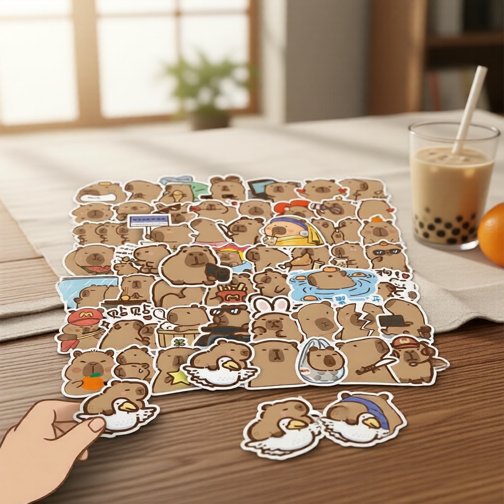 Capivara Adesivos de Animais - 100PCS Adesivos Fofos Impermeáveis, Perfeitos para Decoração de Capinha de Celular